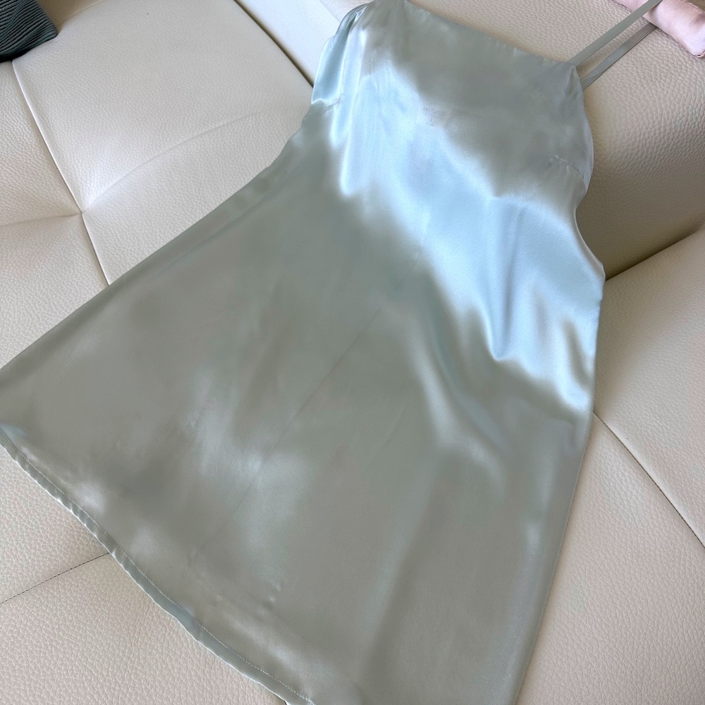 Womens Light Blue Silk Nightgown - Size Small